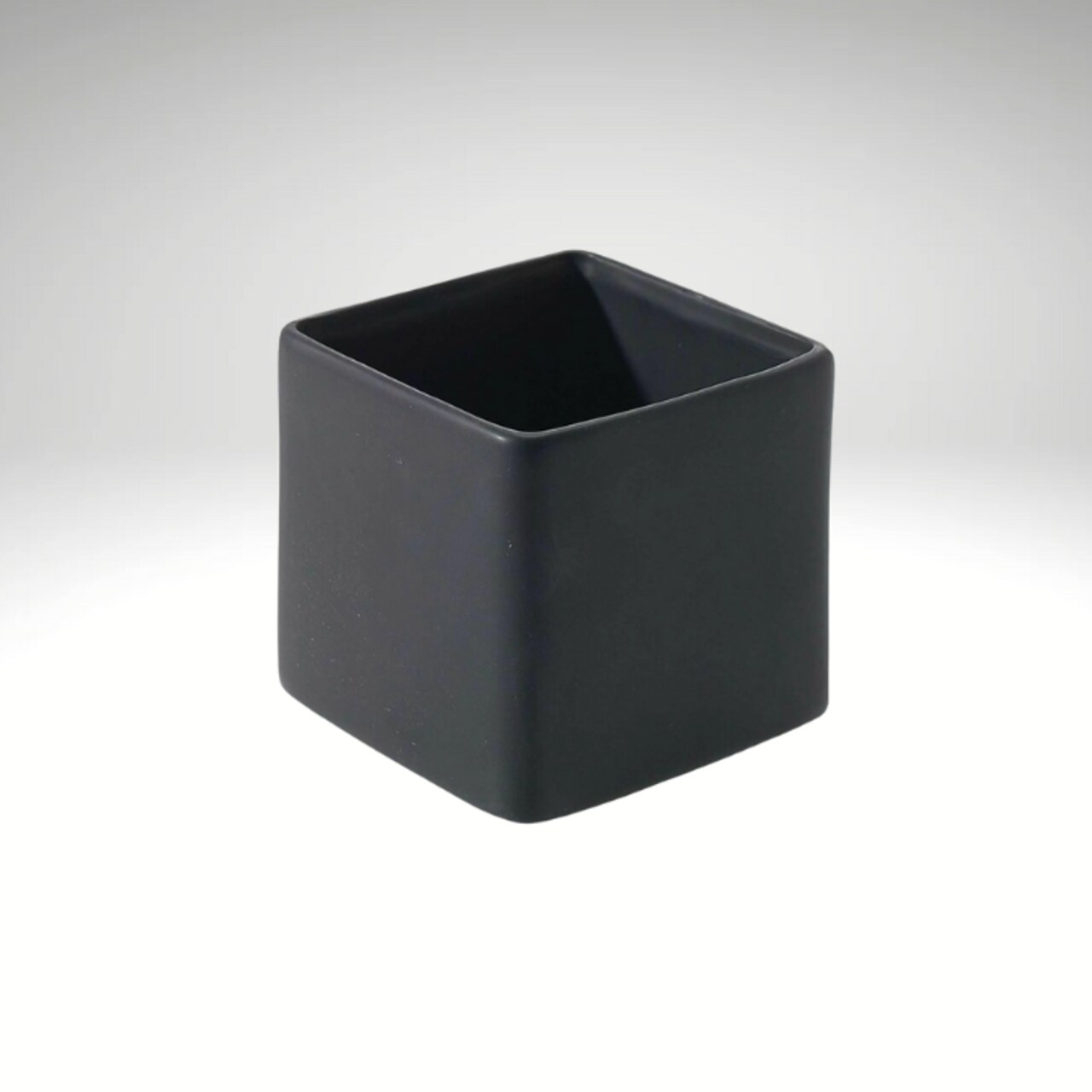 4.75" Square Matte Black Ceramic Vase – Modern Floral Container for Centerpieces & Minimalist Home Decor-92170-56